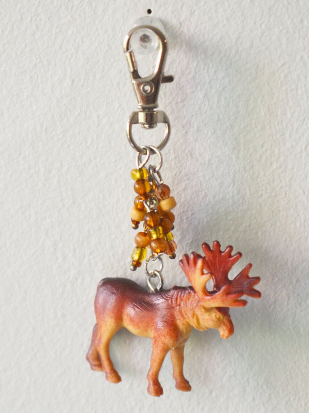 🧡 Handmade Moose Toy Beaded Keychain